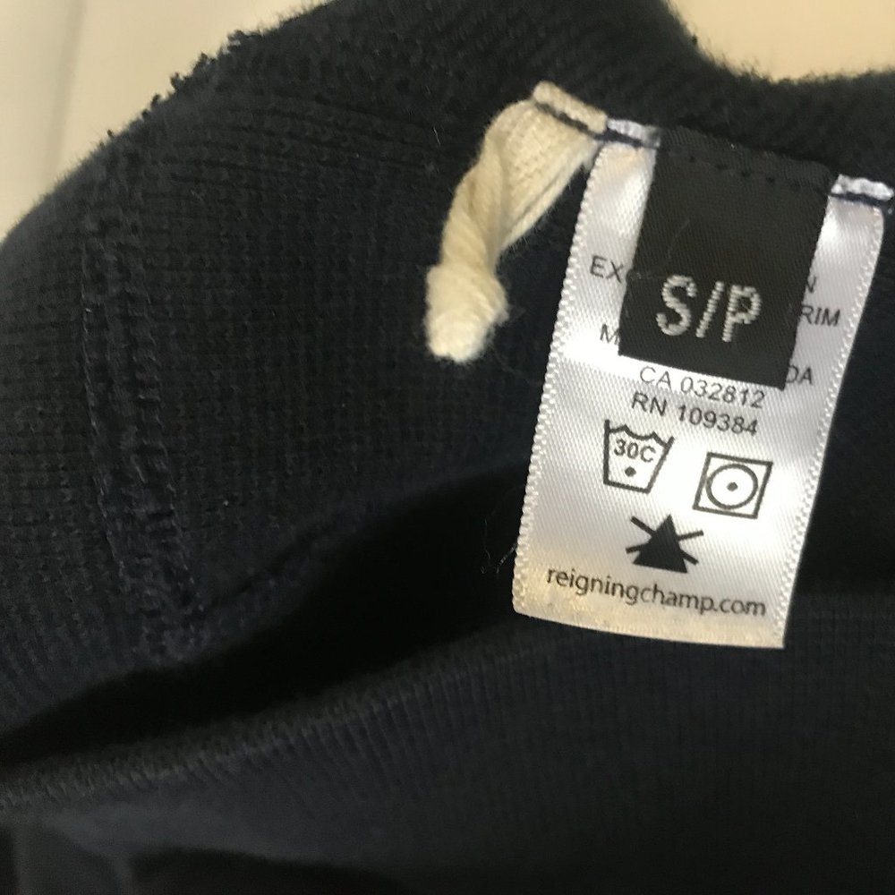 REIGNING CHAMP Men Pullover Terry Hoodie Navy Smal - Picture 8 of 13